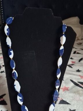 Blue and White Bead Necklace - Women Jewelry
